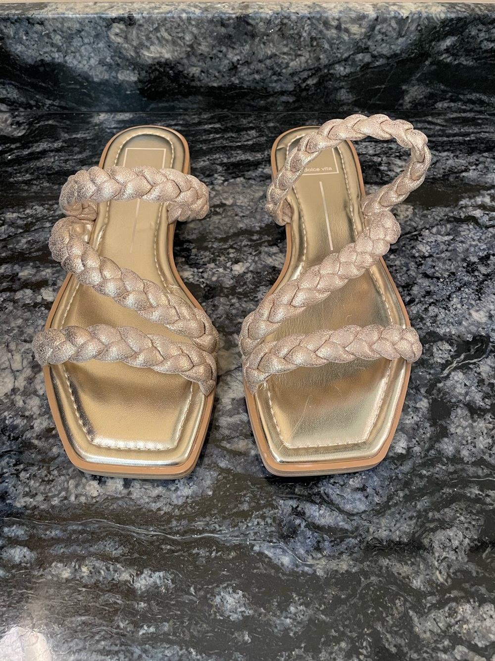 Dolce Vita Metallic Gold Braided Strap Sandals